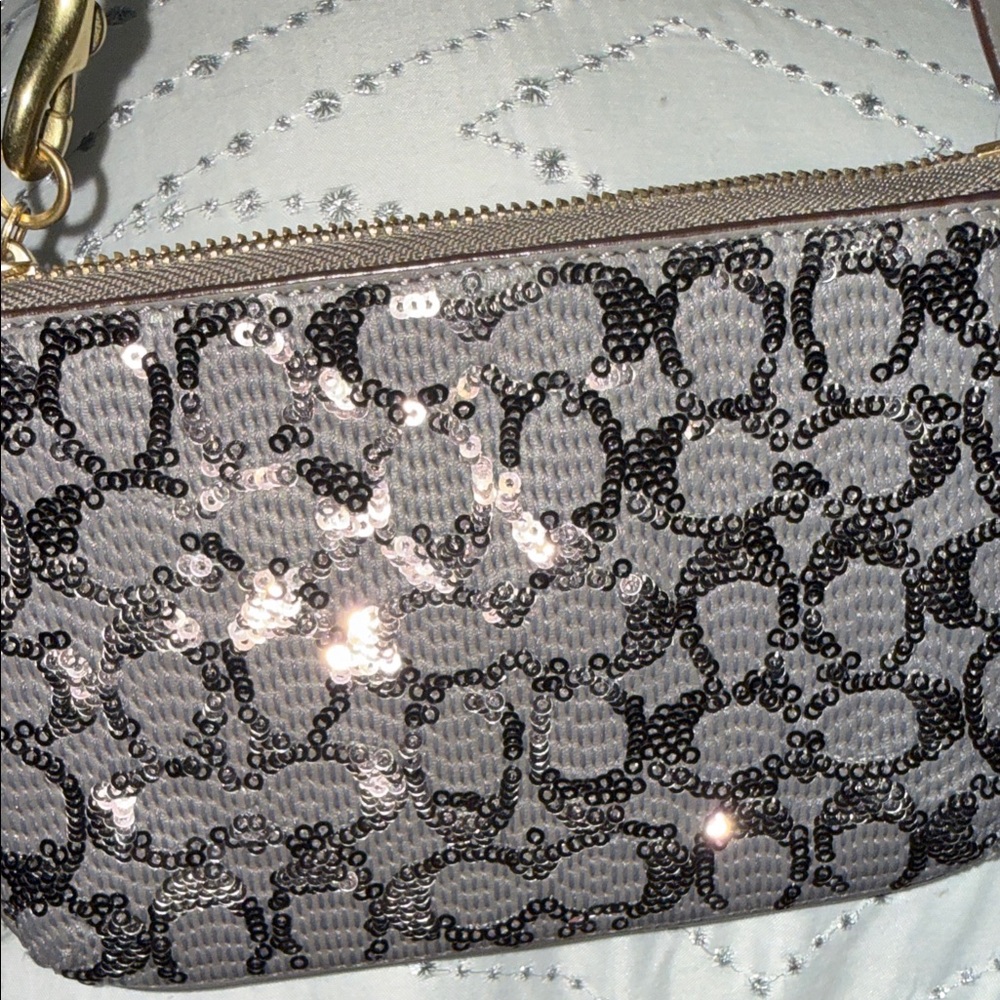 Coach with dust bag Gray and Black Sequin Wristlet - Picture 8 of 11